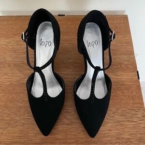 Impo Black T-Strap Pointed Heels